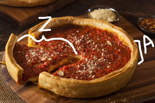 Kalın hamurlu bu pizzanın hacmini hesaplamak istiyorsanız, Pi x Z x Z x A formülünü kullanabilirsiniz.