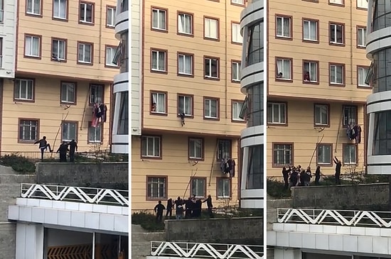 Pencereden Sarkan Çocuğu Fark Ederek Yere Düşmeden Yakalayan Güzel İnsanlar