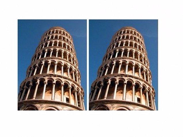 5. Hangi resimdeki Pisa kulesi daha eğik duruyor?