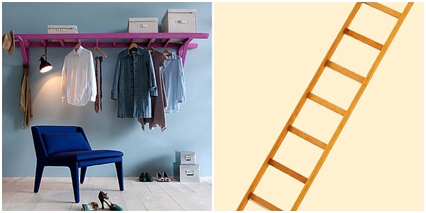 10. Вешалка в виде деревянной лестницы