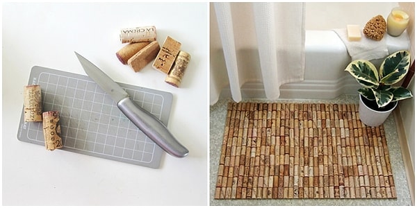 12. Коврик для ванной из винных пробок