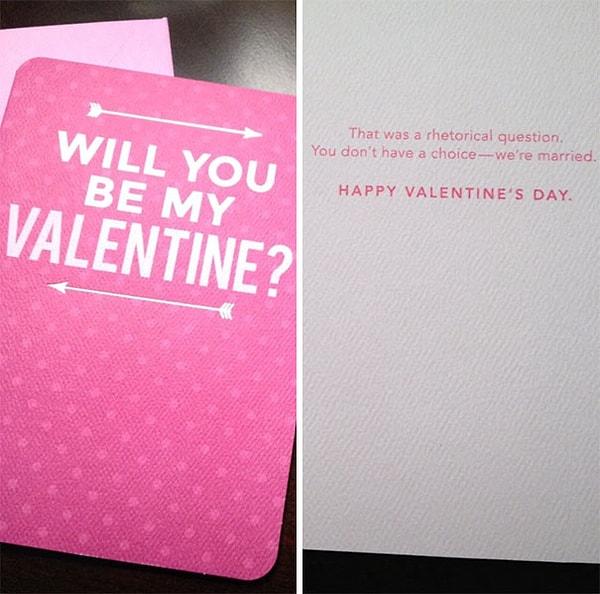 5. "Kocam için mükemmel Sevgililer Günü kartını buldum."