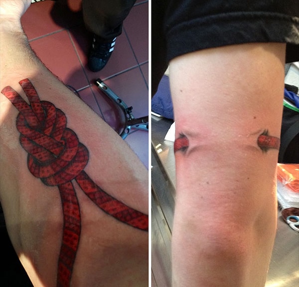 13. "Месяц назад я потерял друга во время занятия альпинизмом. Это тату - символ памяти в его честь. Также оно напоминает мне о важности страховки..."