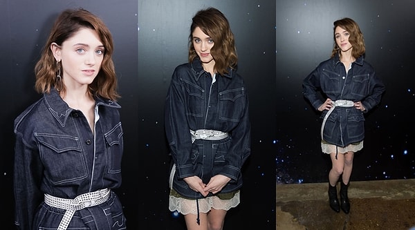 4. Наталья Дайер, звезда "Stranger Things", пришла в симпатичном платье из джинсовой ткани!