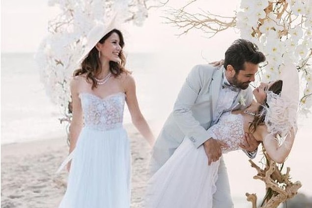 Kenan Doğulu ile evlenen güzel oyuncunun gelinliği çok beğenilmişti.