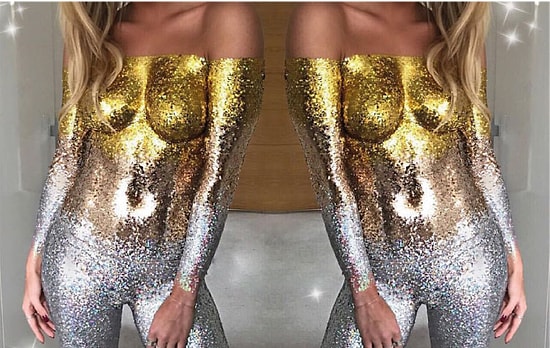 Bu Kez Parıltılı Olan Makyaj Değil: İnsanı Hipnotize Edercesine Simle Kaplanan Vücutlar