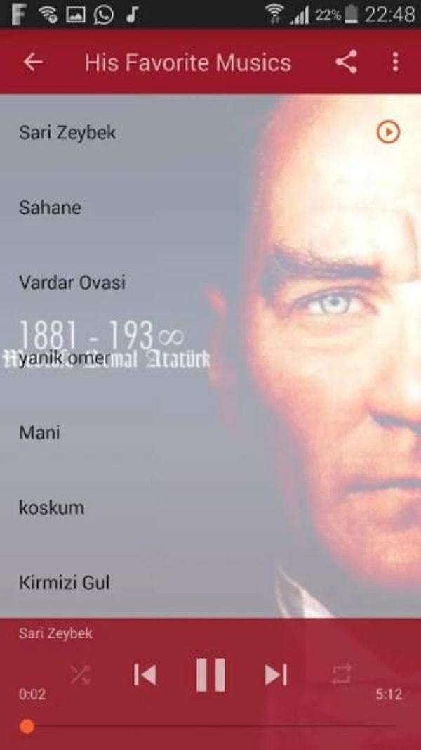 Atatürk'ün sevdiği şarkılar da mevcut