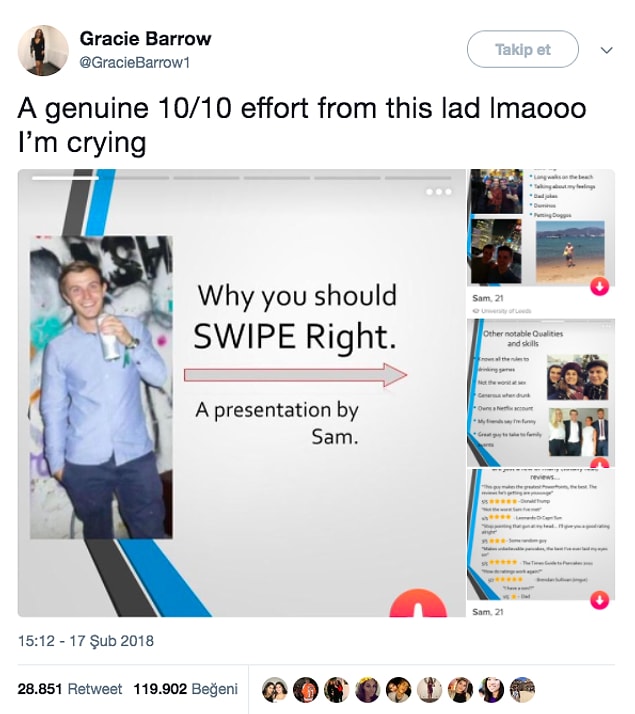 13. Tinder profili için elinden geleni ardına koymayan, 10/10 bir dahi!