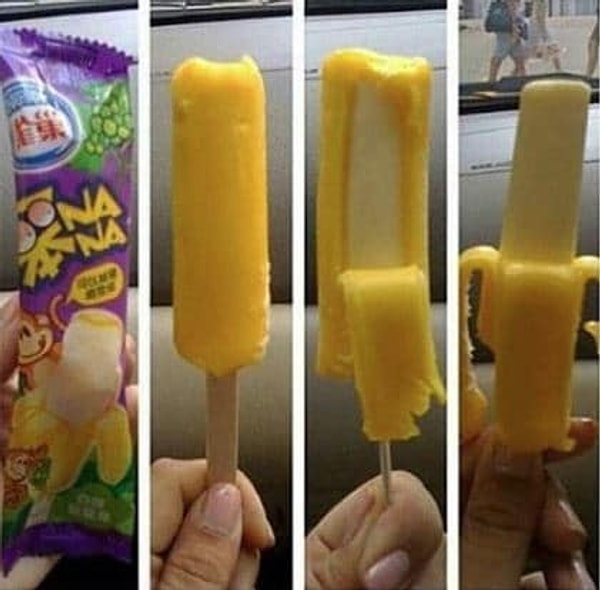 2. Банановый фруктовый лед, который можно очистить как настоящий банан. Придумают же!