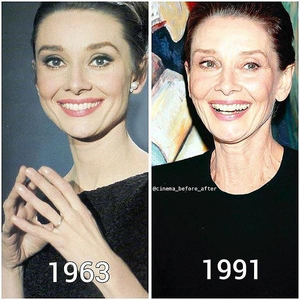 9. Aradan 28 yıl geçse de aynı güzellikteki gülüşüyle; Audrey Hepburn.