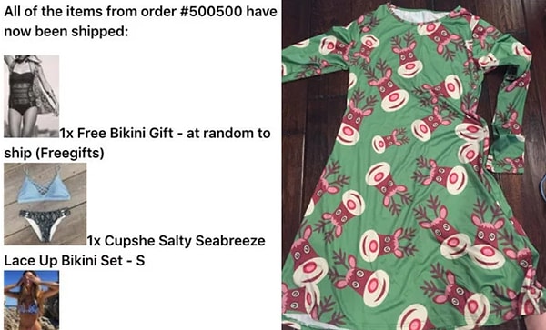 6. «Я заказала несколько купальников, и в корзину были добавлены «бесплатные подарки». Я сказала:« Как круто!», но посмотрите, что мне прислали!"