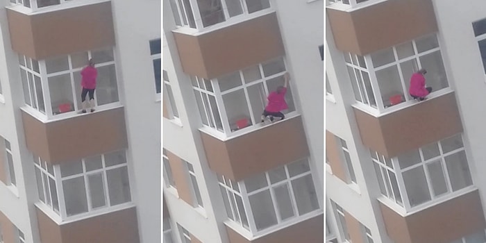 Canını Hiçe Sayarak Ölümüne Cam Silen Kadın