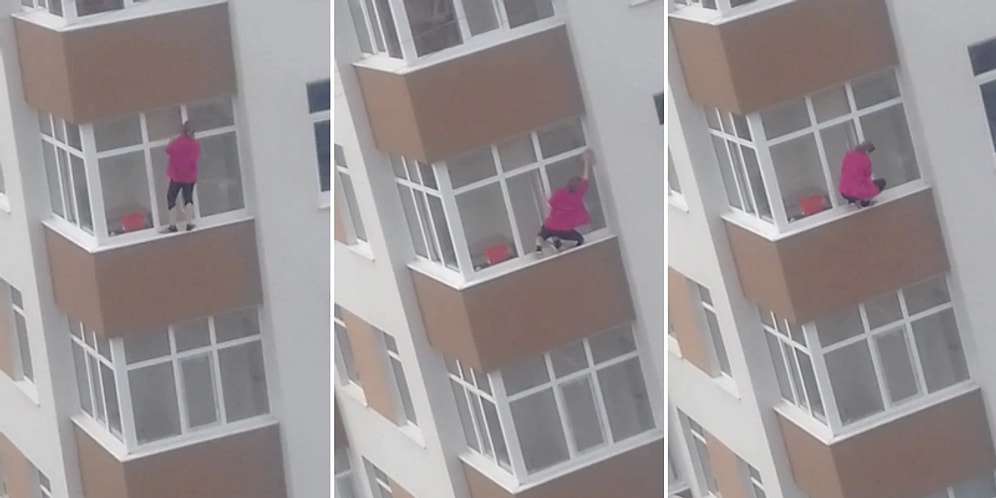 Canını Hiçe Sayarak Ölümüne Cam Silen Kadın