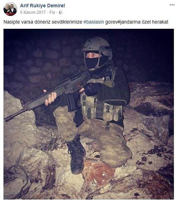 Demirel’in 5 Kasım 2017 tarihinde İzmir’in Bornova ilçesindeki askeri birliğinden Afrin’e göreve giderken yaptığı paylaşım ise yürekleri dağladı