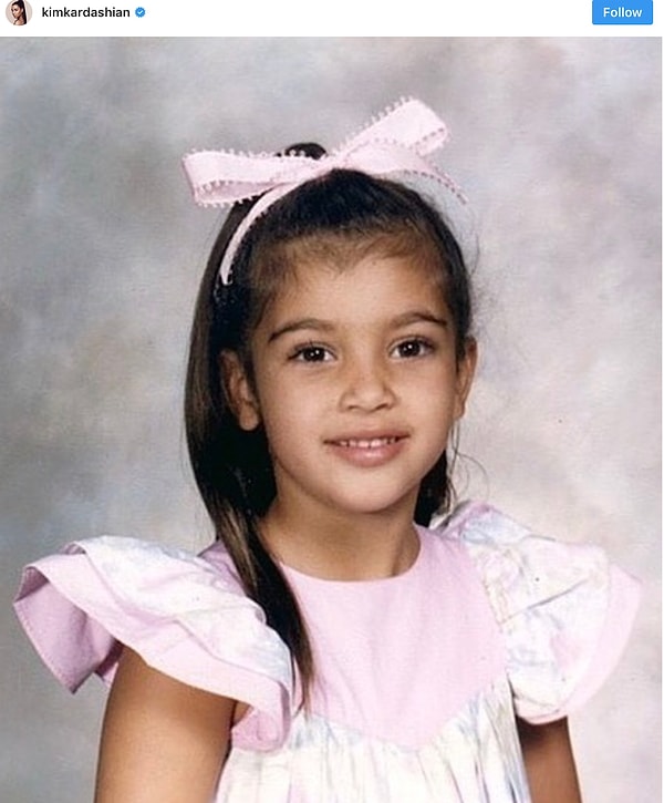 6. А это Ким в начальной школе. Всё-таки брюнеткам очень идет розовый.