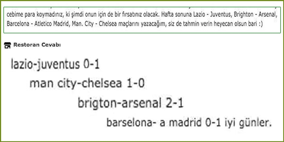 Yemek Siparişi Verdiği Restorandan Gelen Maç Tahminleri Karşısında Dumur Olan Genç