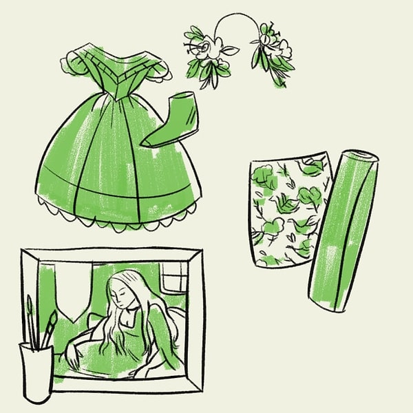 3. Но несмотря на свою токсичность, изумрудно-зеленый цвет пришелся викторианцам по душе и стал ужасно популярным. Его использовали при производстве одежды, обоев, ковров, картин и много другого.