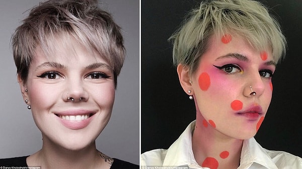 1. Это Дарья Холодных, мейкап-артист из Москвы, которая удивила мир своей идеей создания образа с помощью только 1 косметического средства!