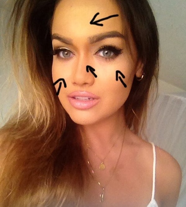 17. Не знаете, на какие участки лиц наносить хайлайтер? Вот вам подсказка: