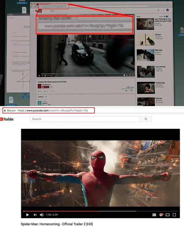 15. 'Spider-Man: Homecoming'de Peter'ın YouTube'dan izlediği videonun linkini gerçek hayatta arattığınızda, sizi filmin bir fragmanına yönlendiriyor.