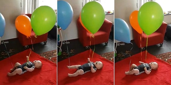 Bebeğini Balonla Uzun Bir Süre Eğlendirmenin Yolunu Bulan Aile