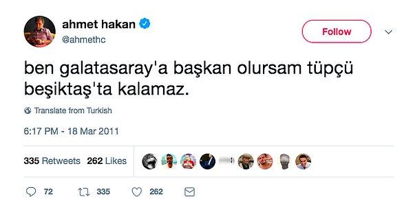 En bomba paylaşım da buydu. Ahmet Hakan Beşiktaş'ın başkanıyken Yıldırım Demirören'e takılan lakabı kullanarak bir paylaşım da yapmış.