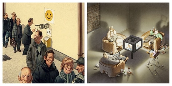 27 неудобных иллюстраций от скандального карикатуриста, показывающих, до чего дошло наше общество