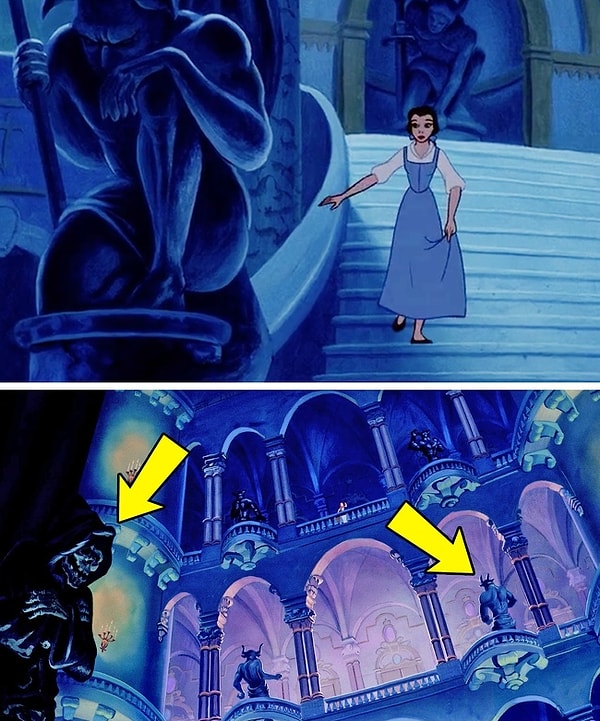 10. Обращали внимание, что замок Чудовища переполнен страшными статуями?