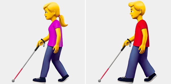 4. Женщина с белой тростью и мужчина с белой тростью: