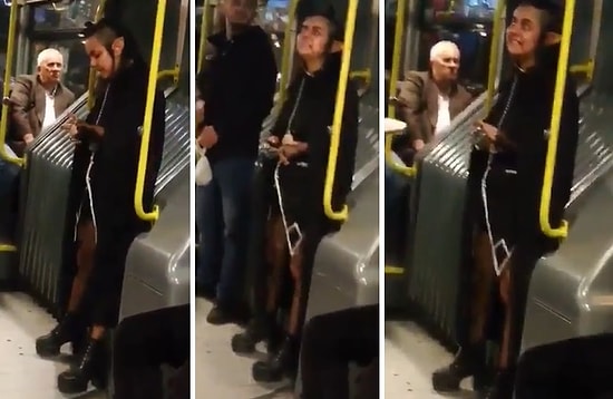 Garip Kıyafetiyle Metrobüste Korku Salan Kadın