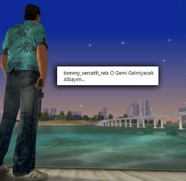 GTA Vice City oyun karakteri olan Tommy Vercetti'nin fotoğraflarını bizden biriymiş gibi paylaşan bir hesap.