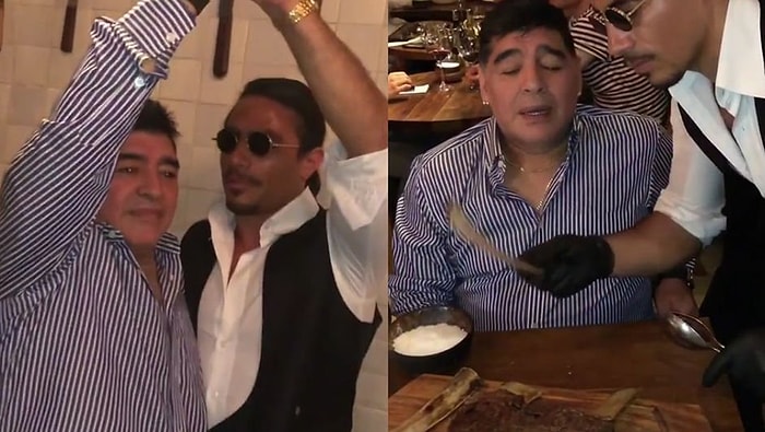 Nusret, Dubai'deki Mekanında Diego Armando Maradona'yı Ağırladı!