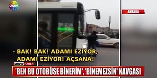 Yolcuya Kapıyı Açmayan Otobüs Şoförü ile Otobüsün Önünü Kesen Yolcu Arasında 'Binersin, Binemezsin' Kavgası
