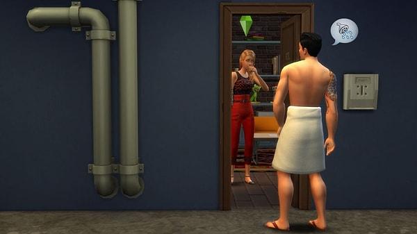 25. Fantezilerinizi gerçeğe dönüştüren tek yer burası... Komşularınız çat kapı belinde havlusuyla gelebilir, hazırlıklı olun. Sonuçta burası The Sims, burada her şey mümkün! (Adam iki dakika duş alacak, çekilsene kız kapının önünden!)