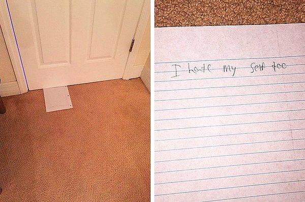 6. "Az önce 'Kendimden nefret ediyorum!' diye bağırdım. İki dakika sonra erkek kardeşim kapıdan bu notu yolladı."