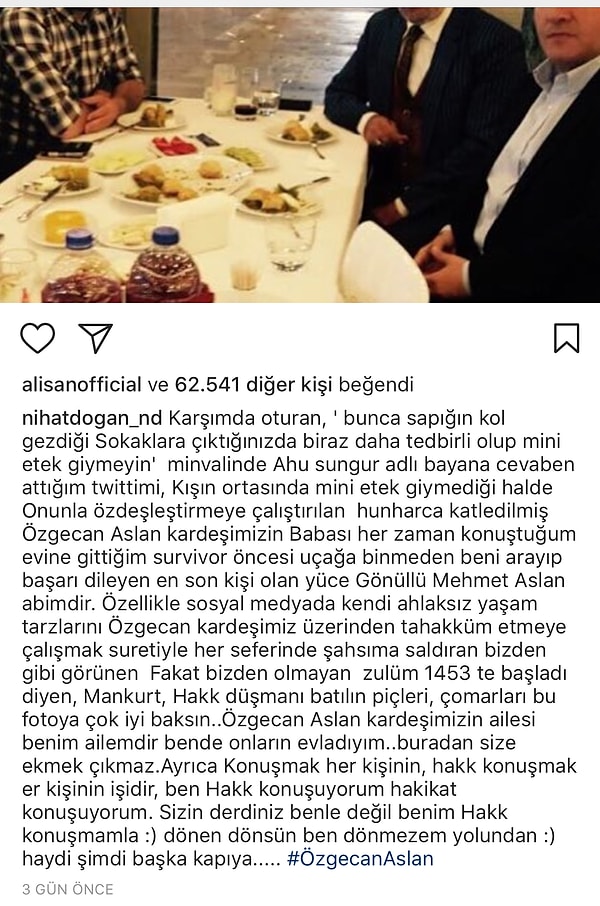 Özgecan'ın ailesinin onu affettiğinden bahsetti; yani benim yakamı bırakın, kimseye b*k yemek düşmez artık demeye getirdi.