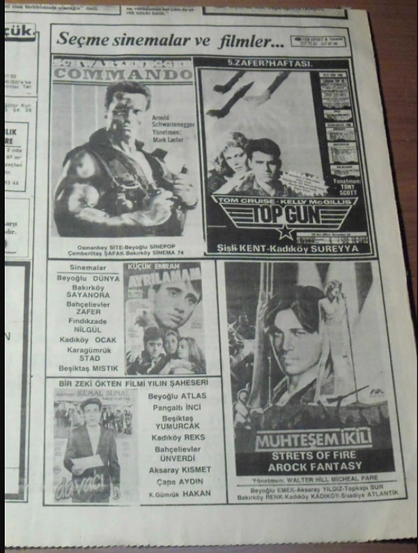 9. Hangi sinemada hangi film gösteriliyormuş diye gazetenin sinema reklamları bölümünden matine saatlerine baktıysanız...