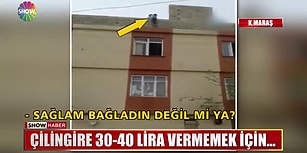 Çilingire Para Vermemek İçin Ufak Çocuğu İple Damdan Sarkıtan Adam