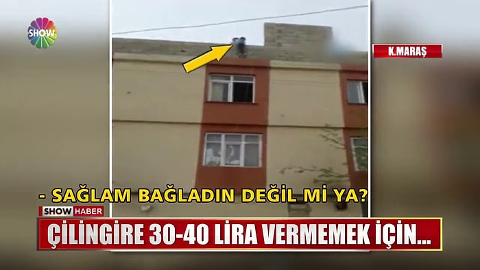 Çilingire Para Vermemek İçin Ufak Çocuğu İple Damdan Sarkıtan Adam
