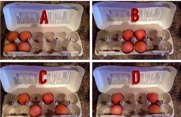 7. Какие из этих яиц организованы в коробке наилучшим способом?