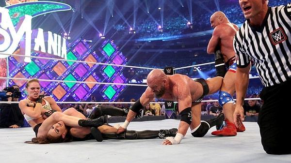 Kurt Angle & Ronda Rousey vs. Triple H & Stephanie McMahon