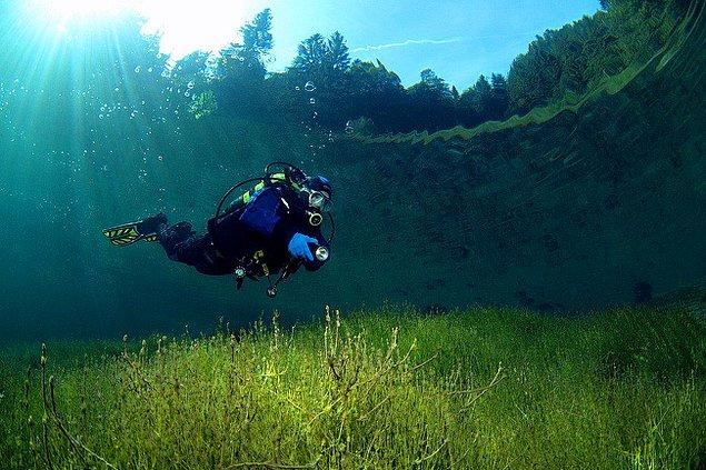 8. Avusturya'da berrak mı berrak suyla dolu bir yeşil göl.
