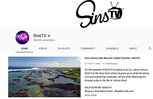 Porno endüstrisinin en tanıdık simalarından olan Sins, geçtiğimiz yıl Sins TV adında bir Youtube Kanalı açtı.