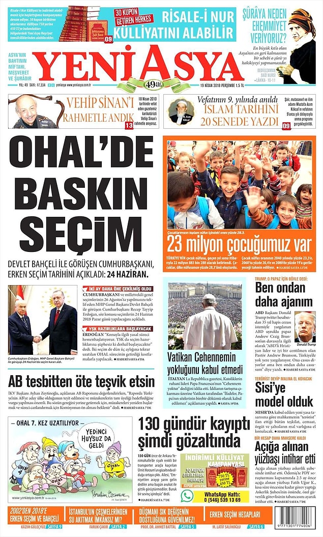 15. Yeni Asya: OHAL'de baskın seçim