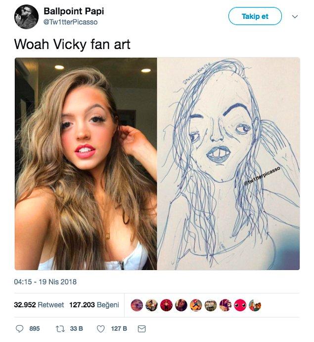 4. Bir hayranı, Vicky'nin kusursuzluğunu resmetmeye karar vermiş ve ortaya bu şahane sanat eseri çıkmış.