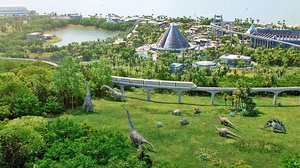 1. Где снимали сцены развлекательного парка из "Мира Юрского периода"?