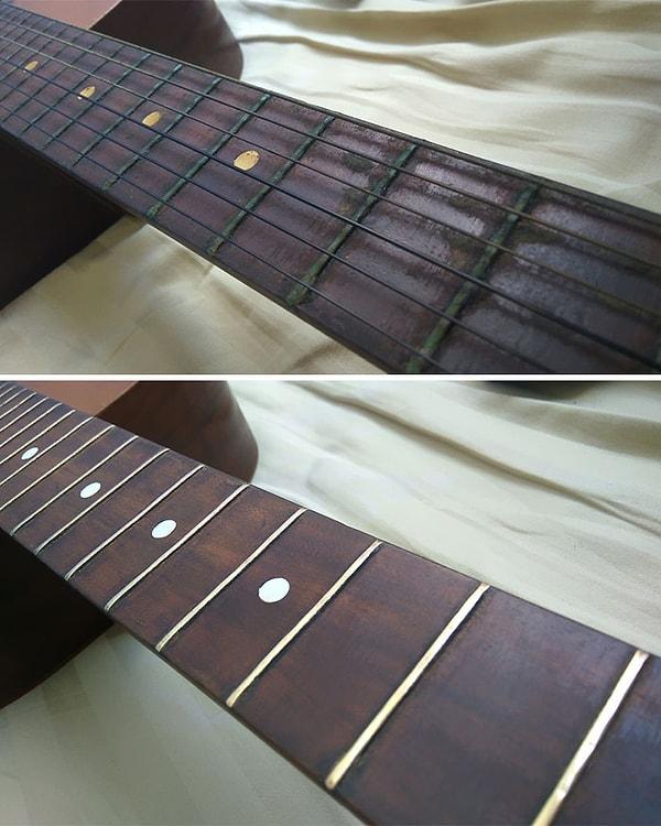Temizlenmiş eski bir gitar...