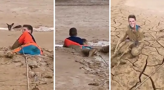 Çamura Saplanan Kanguruyu Kurtaran Güzel İnsan