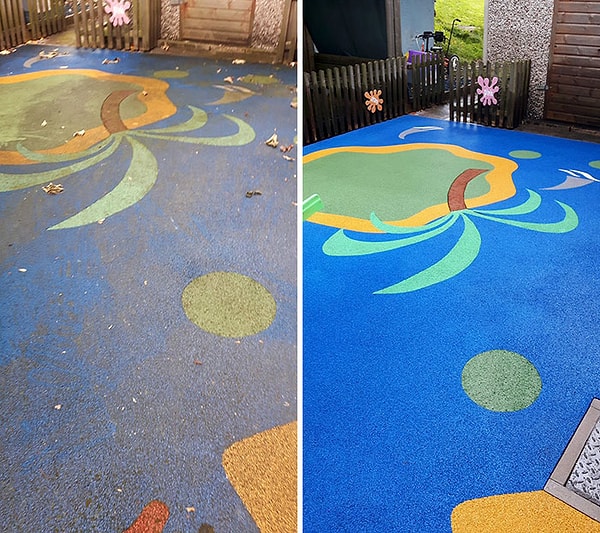 9. Детская площадка до и после того, как ее помыли.