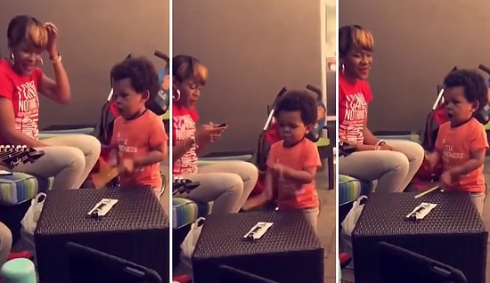 Doğuştan Bateri Yeteneği Olan Ufaklığın Hayran Kalacağınız Mini Gösterisi